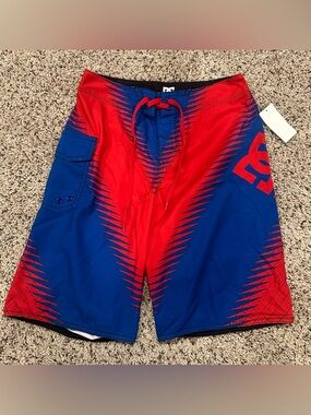 DC youth  Red and Blue swim trunks